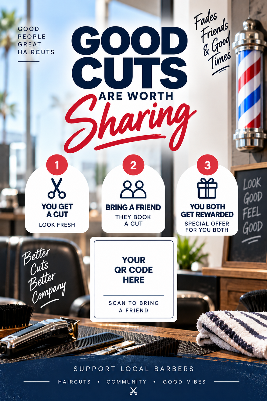 Barbershop bring-a-friend rewards card